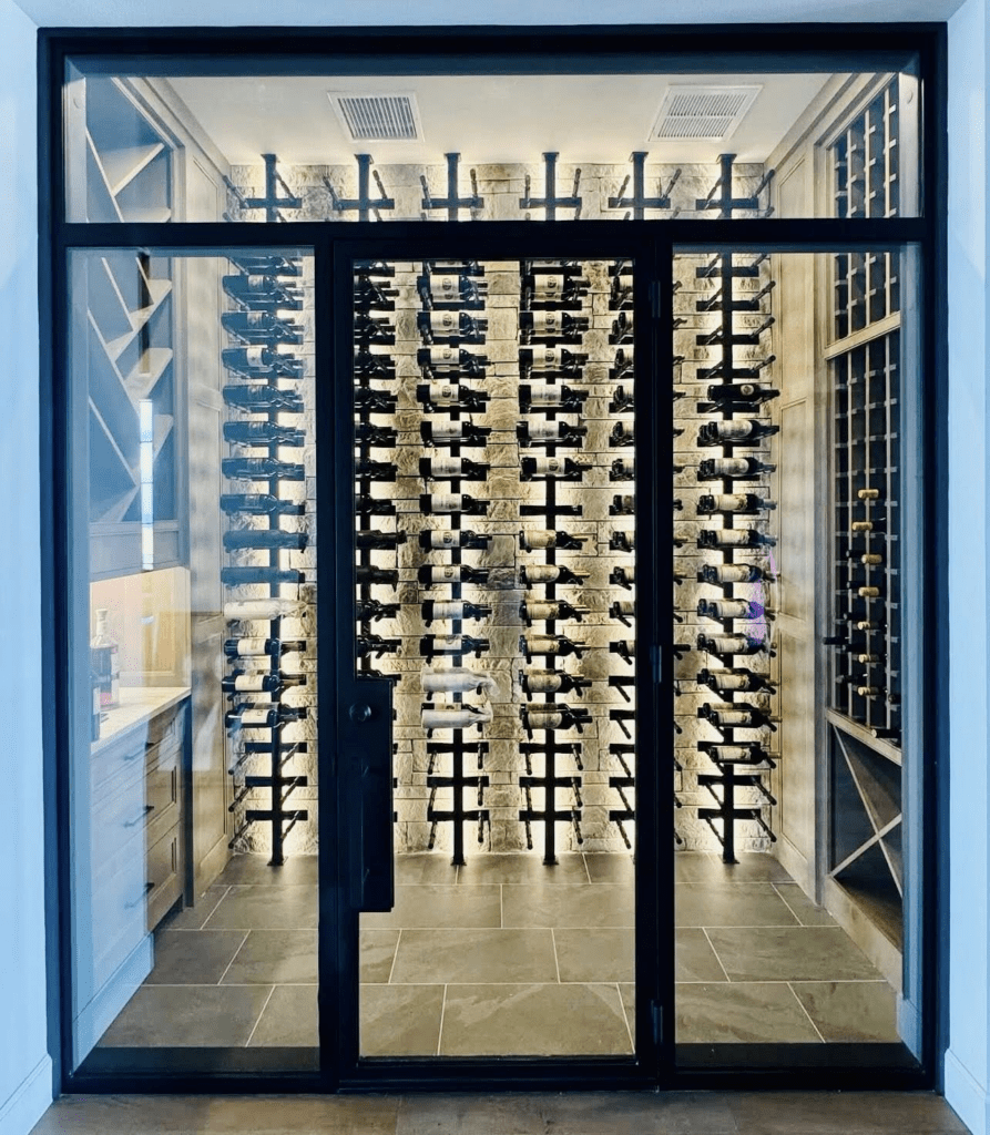 glass wall wine cellar 