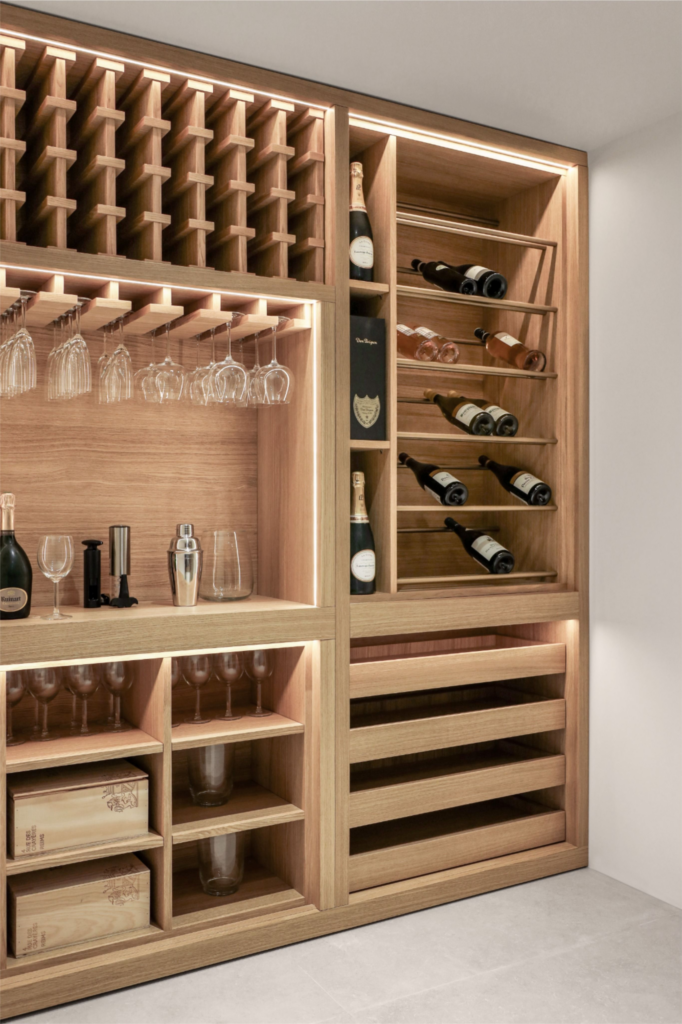 Floating Racks With Wine Cabinets