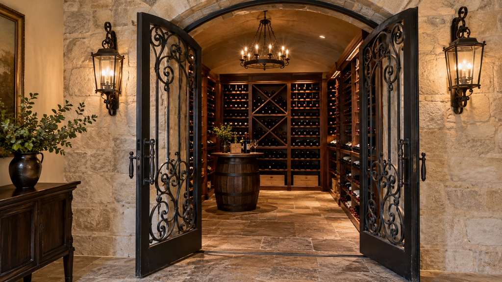 Wrought Iron wine cellar doors in houston